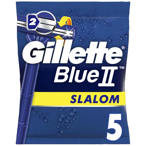 Gillette Blue II Slalom Men's Disposable Razors Ανδρικά Ξυραφάκια με 2 Λεπίδες & Κινούμενη Κεφαλή 30°, 5 Τεμάχια